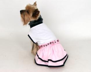 Ubranko dla psa biało - różowa sukienka