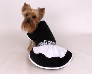 Ubranko dla psa czarno - biała sukienka
