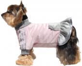 Różowo-popielata sukienka z futerka dla psa