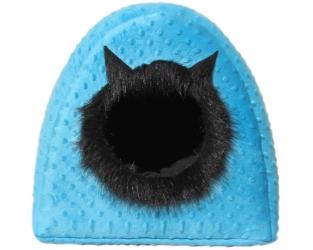 Budka dla kota błękitno-czarna