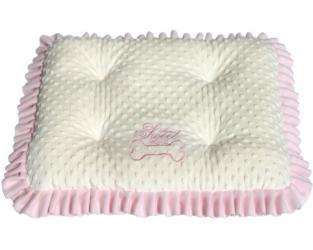 Ecru-różowa poduszka dla kundelka