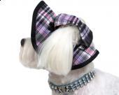 Fioletowo-różowy kapelusz dla psa szkocka krata