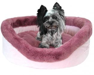 Posłanie dla psa różowo-wrzosowe z haftem