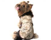 Beżowo-brązowy płaszcz zimowy dla psa